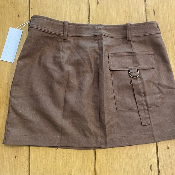 Brown Mini Skirt Pockets New Medium Sage the Label Linen & Cotton - Picture 11 of 12